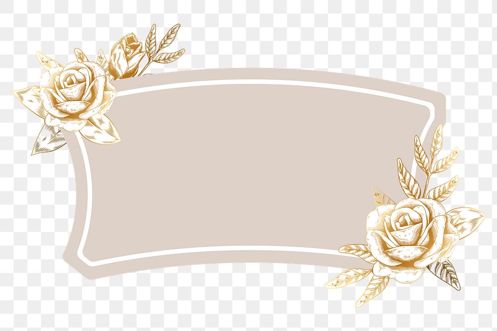 Gold floral pattern on a brown badge design element