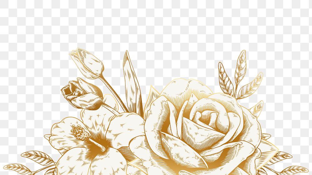 Gold and white rose border design element