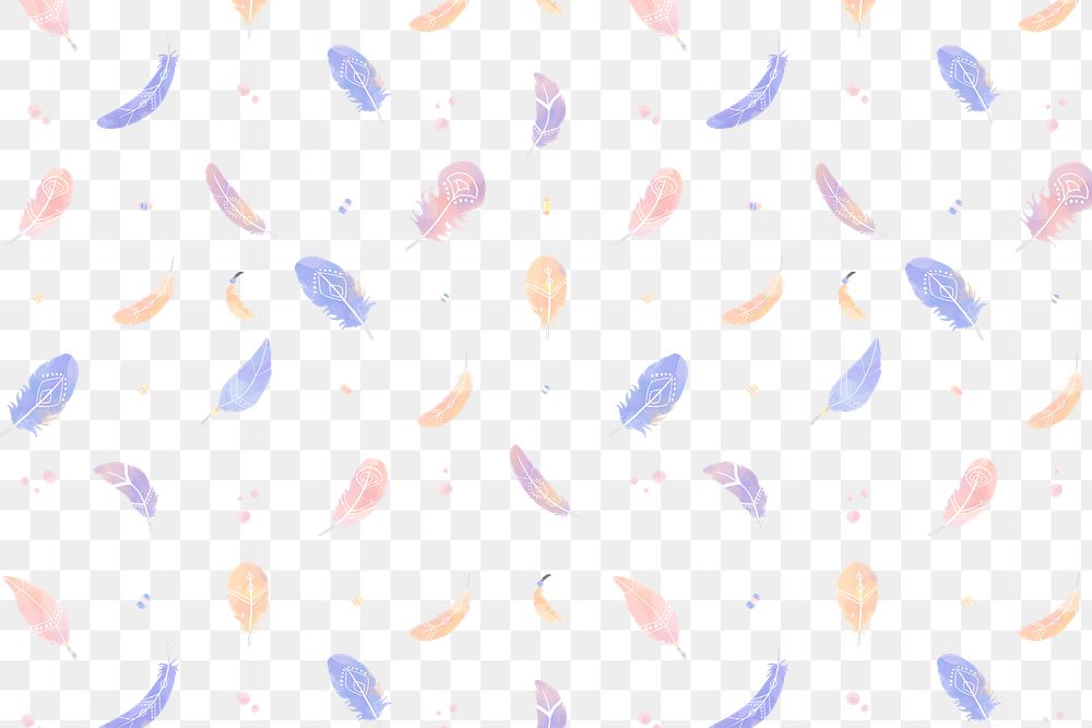 Feather watercolor pattern png Boho background