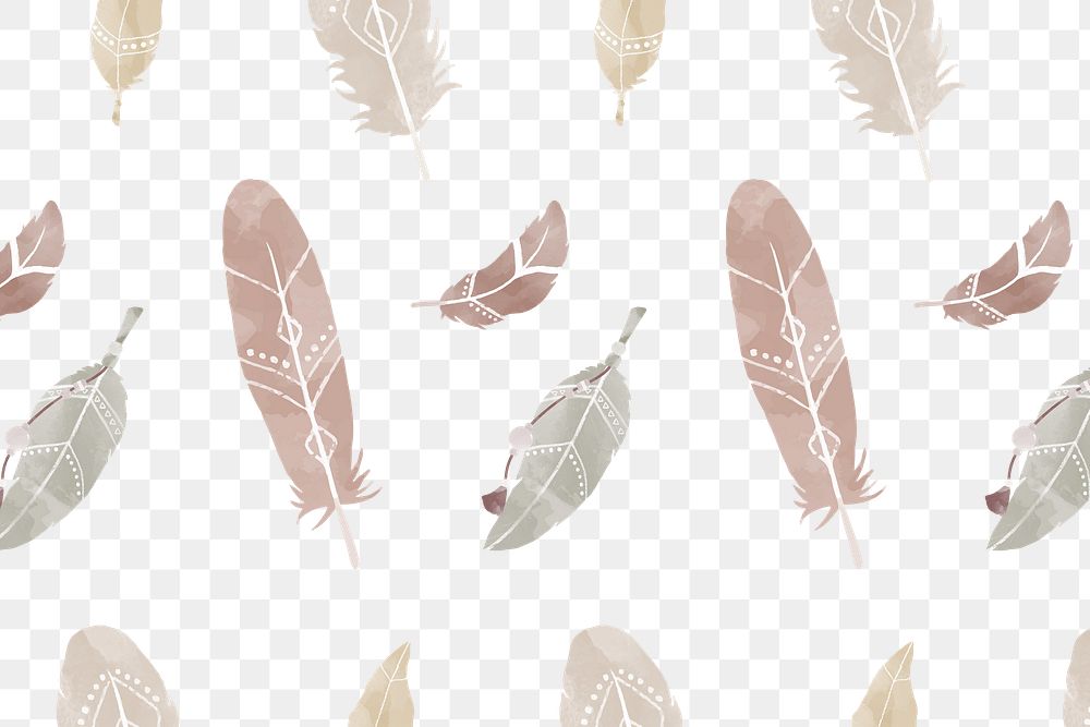 Bohemian style feather png pattern background