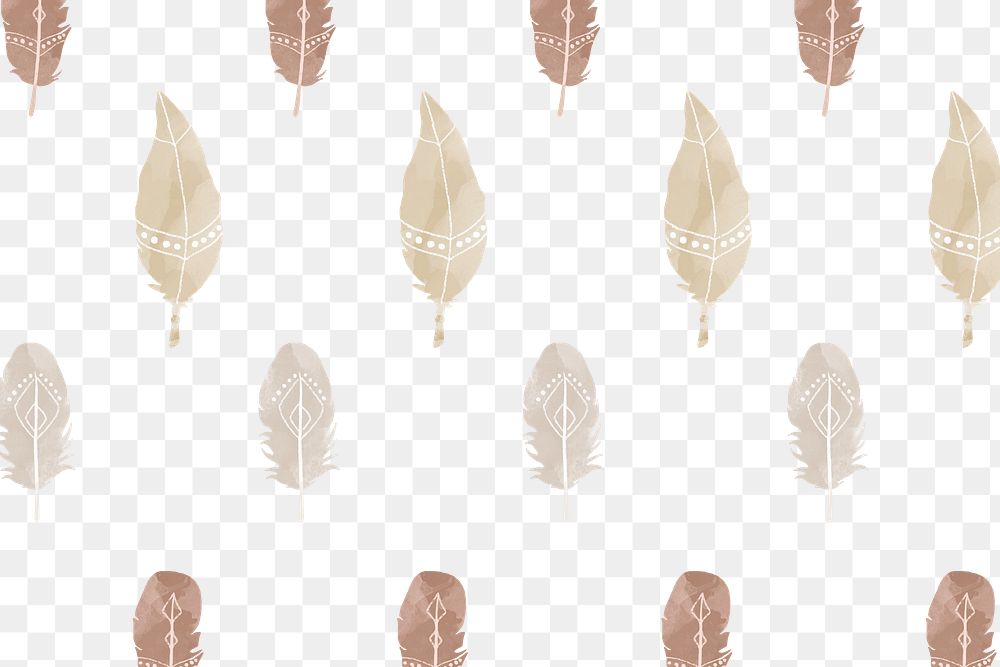 Feather watercolor pattern png Boho background