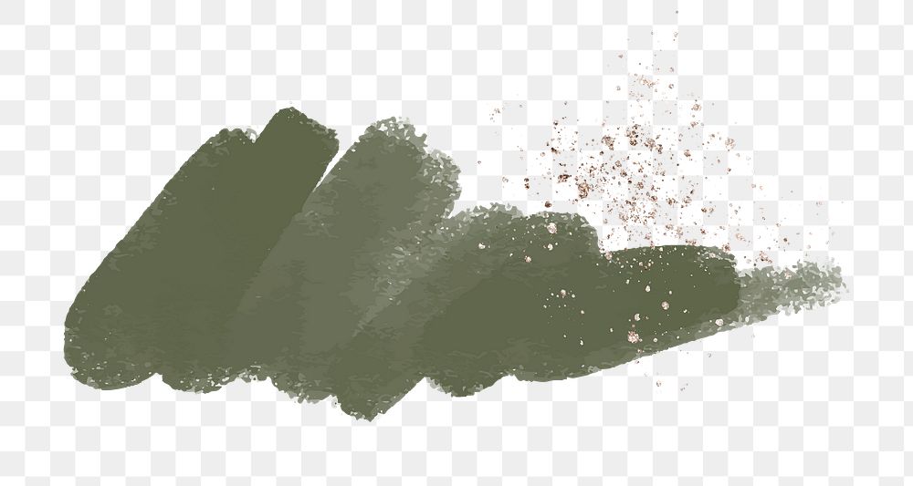 Png abstract brush stroke element green with glitter