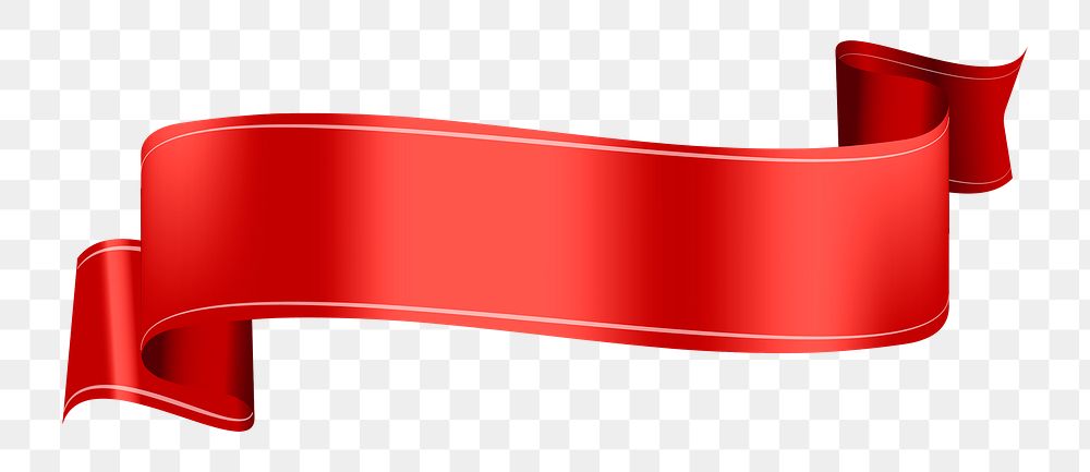 Red Ribbon PNG, transparent label banner clipart