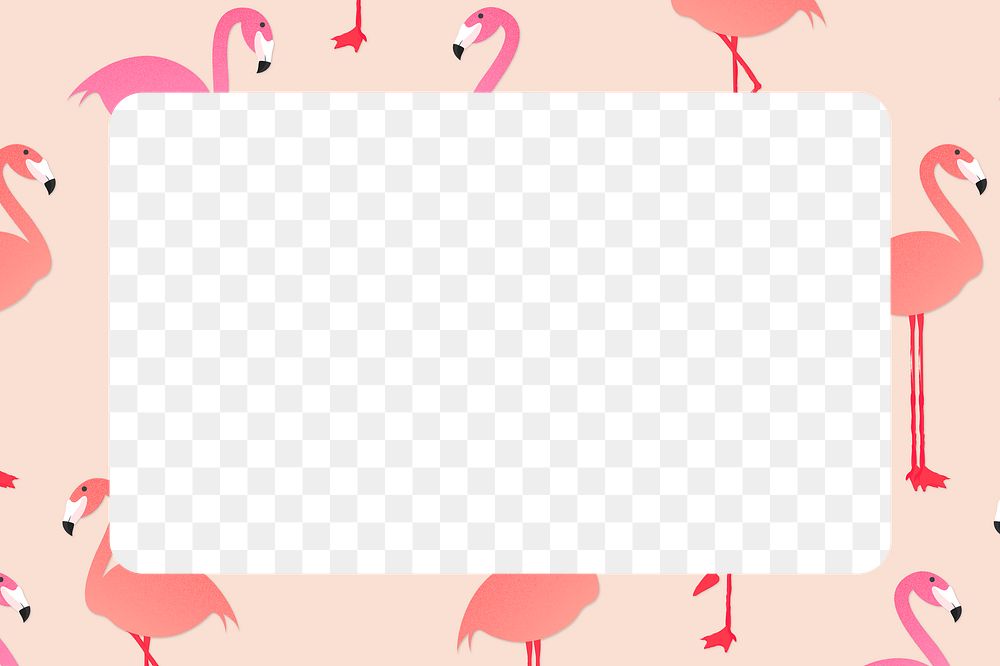 Pink frame png, cute flamingo tropical pattern animal clipart