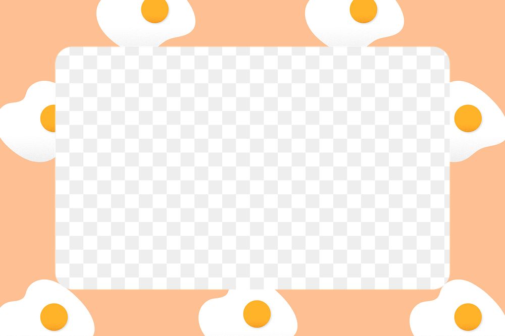 Pattern frame png, cute fried egg food pastel clipart
