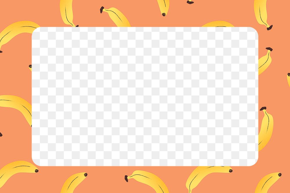 Banana frame png pattern, transparent rectangle shape fruit clipart