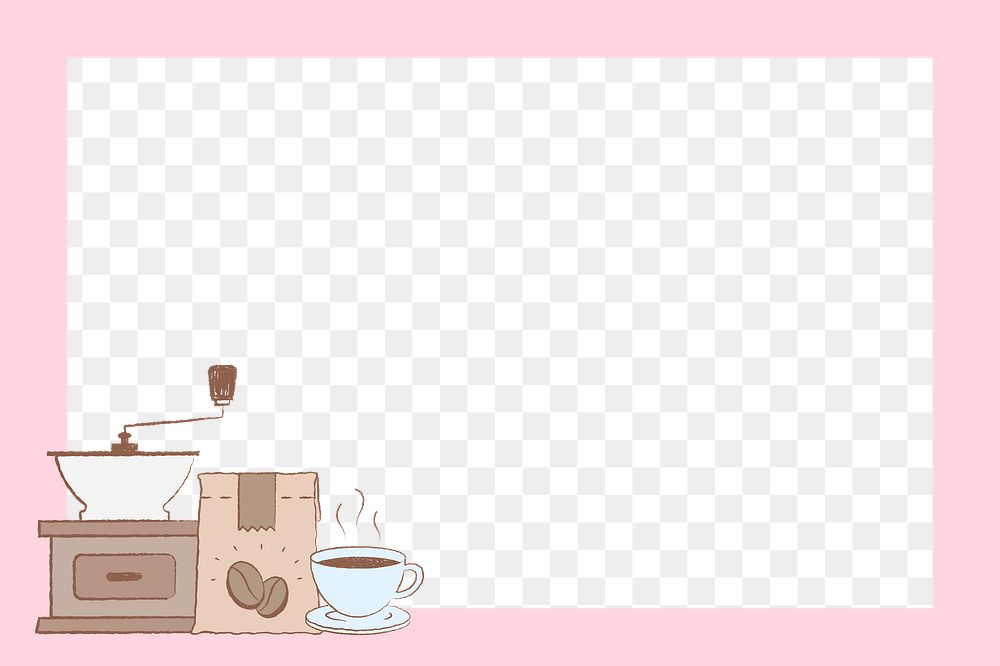 Png coffee frame, pink transparent background