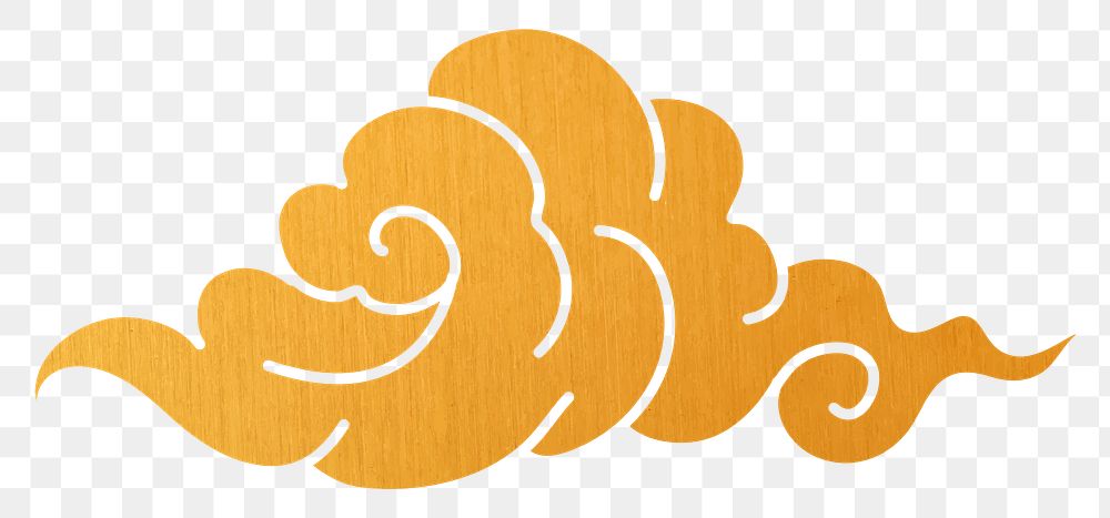 Gold cloud png sticker, Japanese oriental clipart