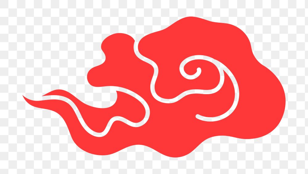 Red cloud png sticker, Chinese oriental clipart