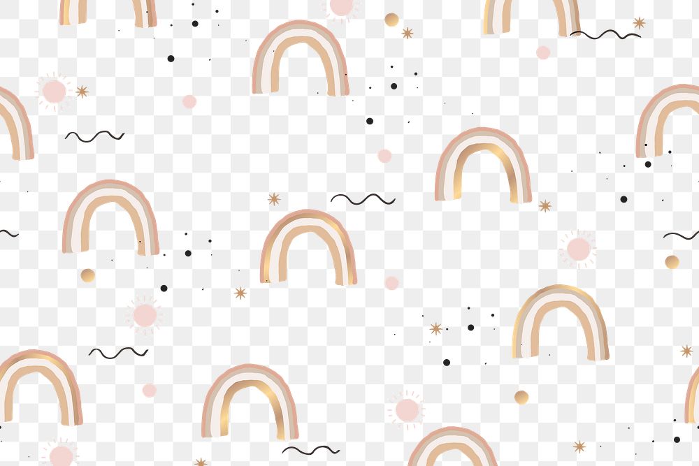 PNG rainbow background, transparent cute pattern