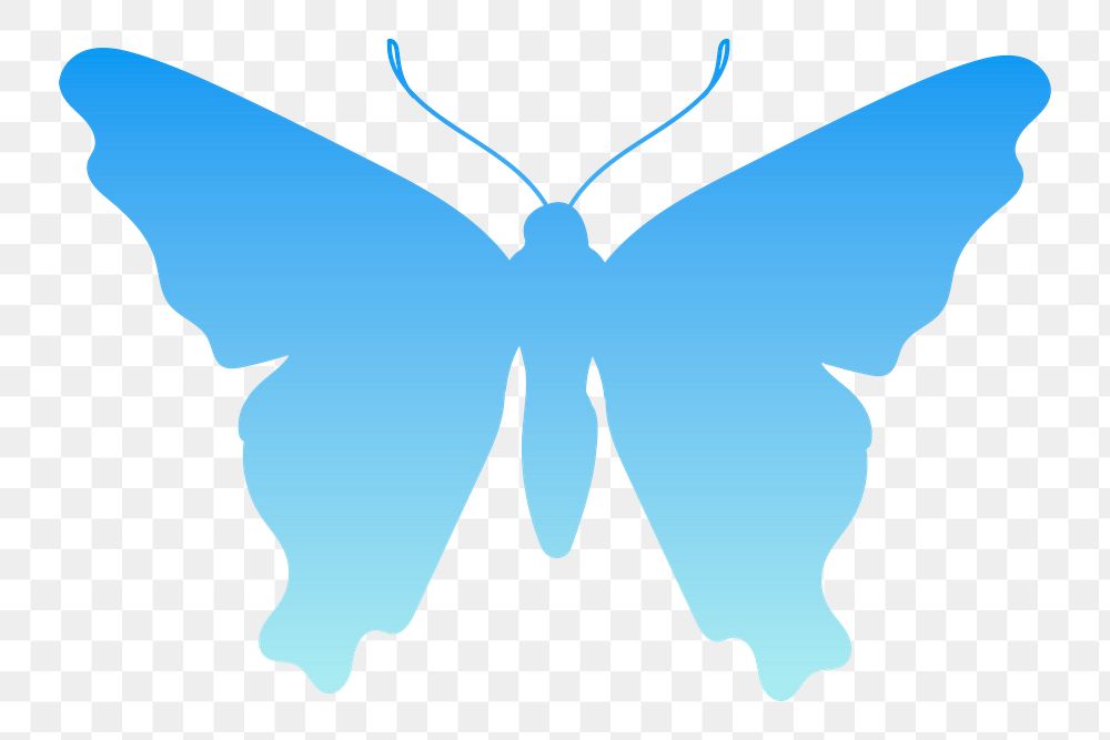 Butterfly png sticker, blue beautiful gradient flat clipart