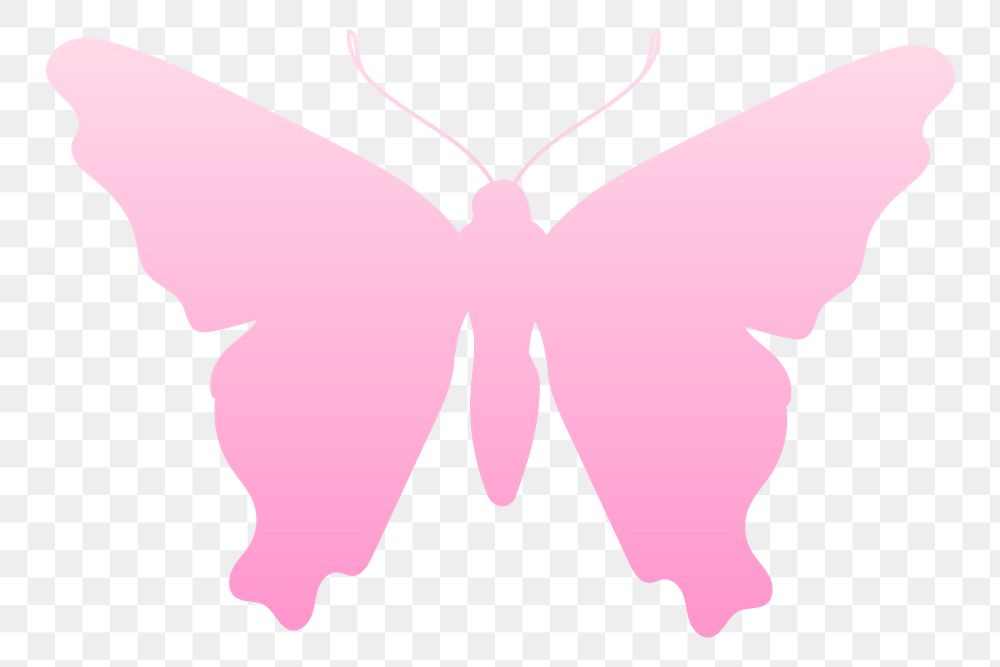 Butterfly png sticker, pink aesthetic gradient flat clipart