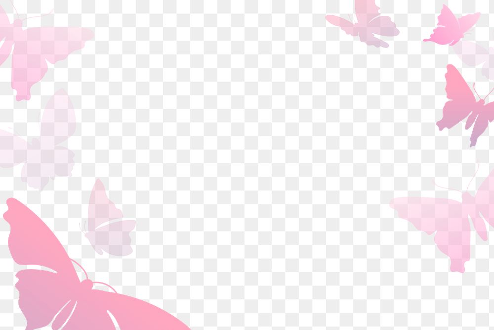 Pink butterfly png frame, beautiful design