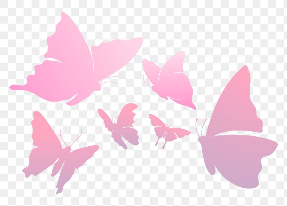 Butterfly png sticker, pink aesthetic gradient flat clipart