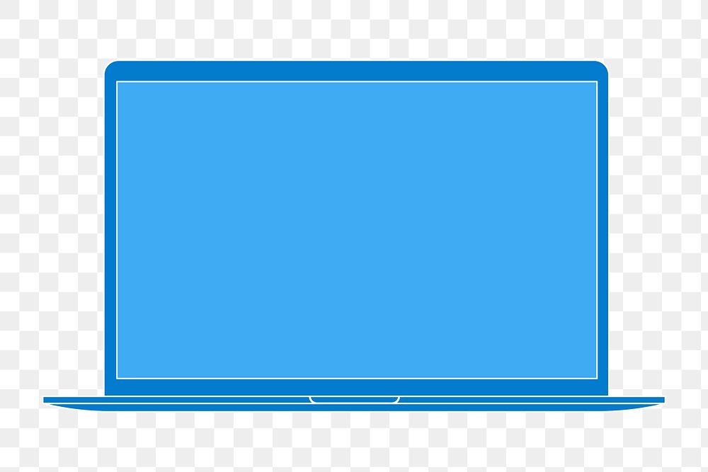 Blue laptop png sticker, blank screen digital device illustration