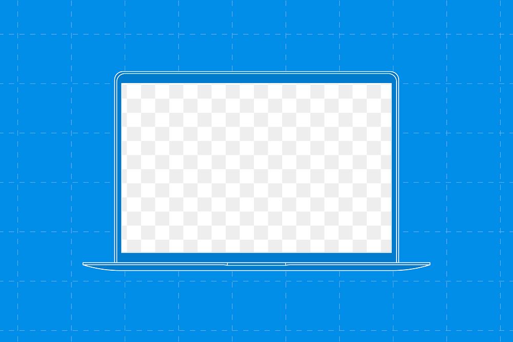 Laptop transparent screen png mockup, digital device illustration