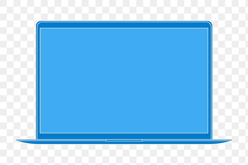 Blue laptop png sticker, blank screen digital device illustration