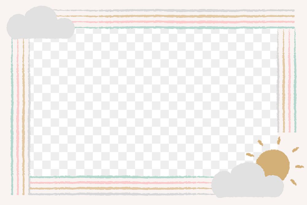 Aesthetic frame PNG clipart, doodle rain border design