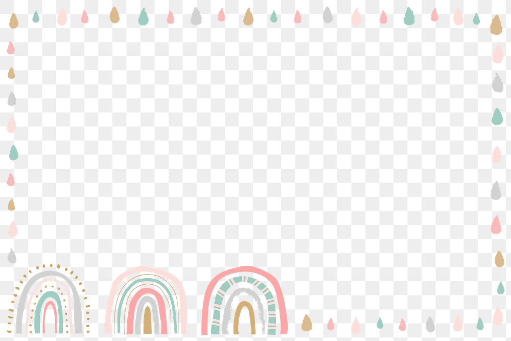 Rainbow frame PNG clipart, doodle border design
