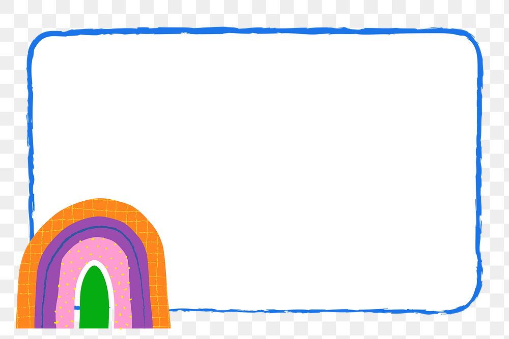 Rainbow frame PNG sticker, funky doodle border design