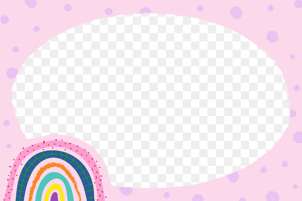 Pink frame PNG sticker, funky doodle rainbow border design