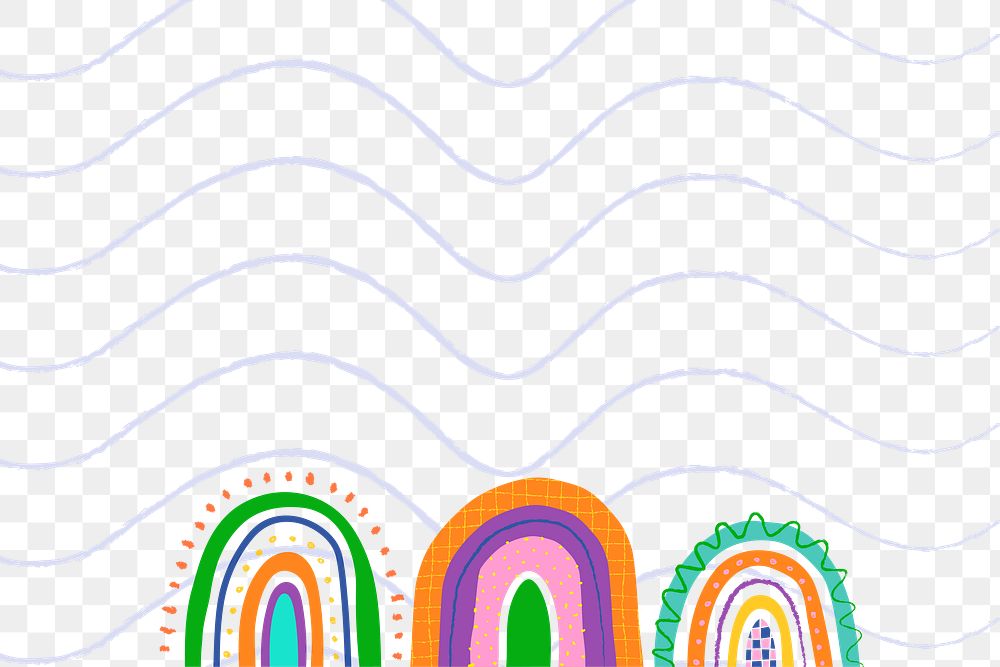 Rainbow PNG transparent background funky doodle 