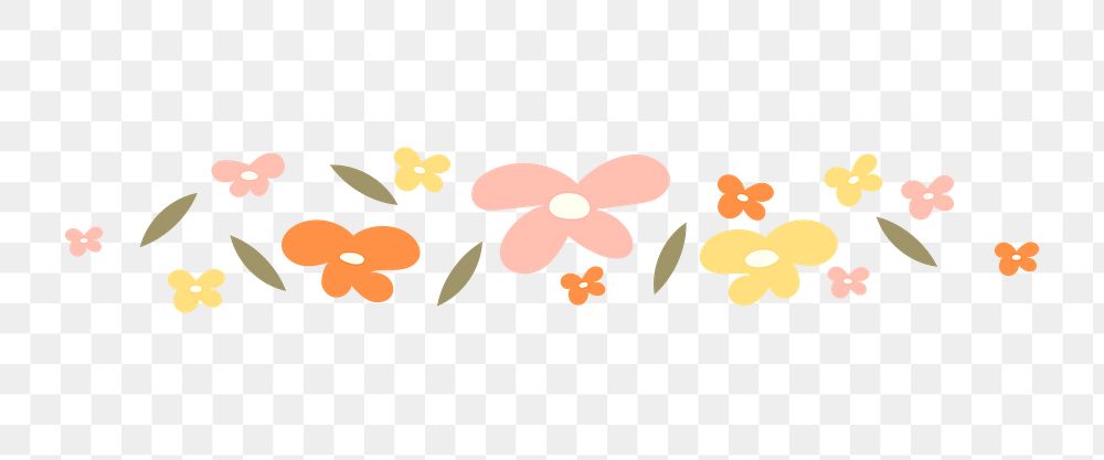 Flower divider png, pastel cute sticker illustration
