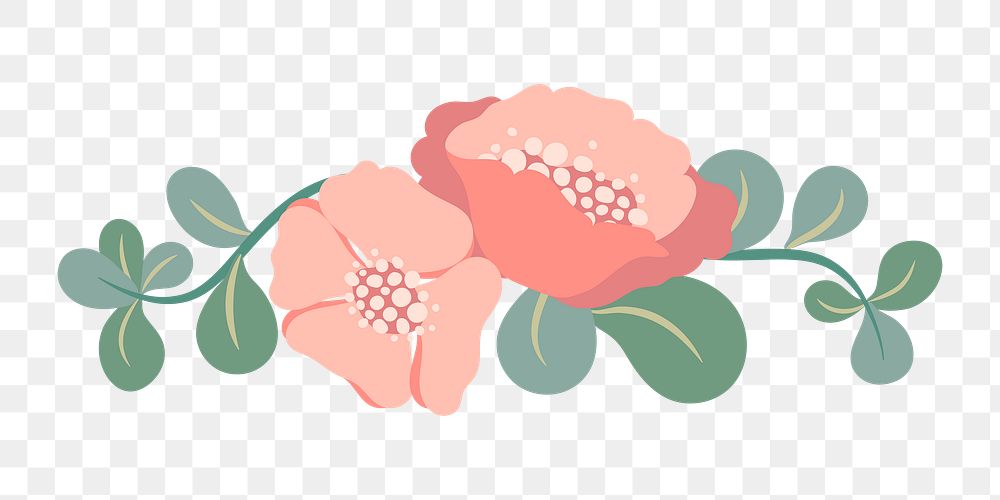 Flower divider png, pink flat design sticker illustration