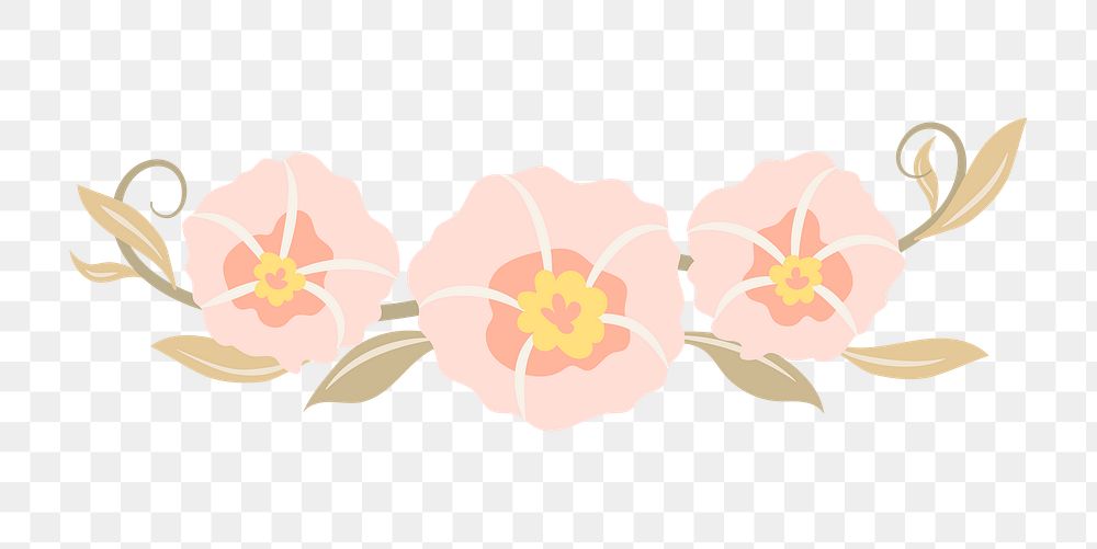 Pink flower divider png, cute sticker, illustration