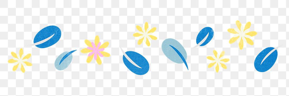 Flower divider png, yellow and blue cute sticker illustration