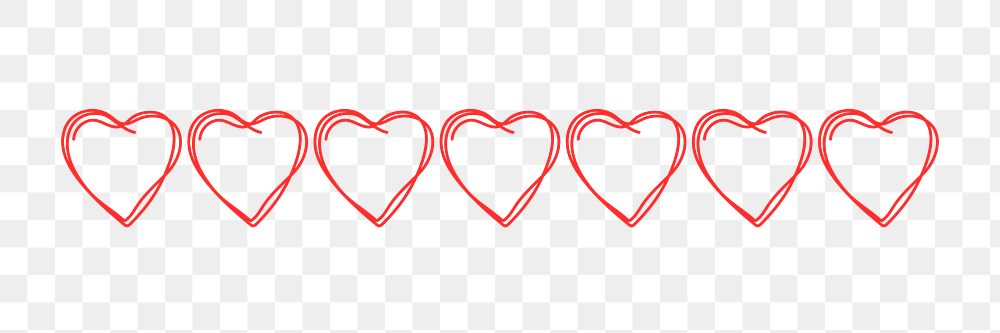 Doodle heart divider PNG, cute love clipart