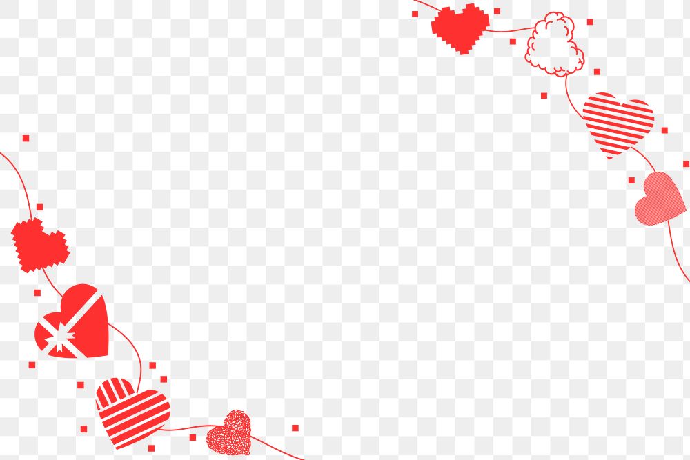 Valentine frame PNG, cute heart border transparent background