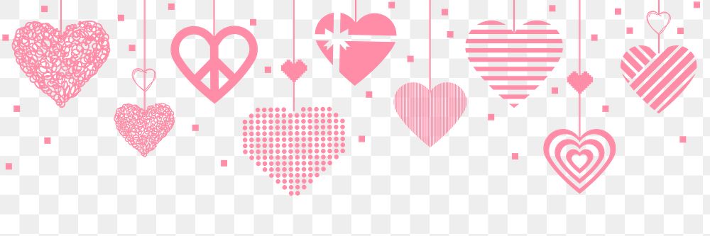 Heart border PNG, cute love element graphic