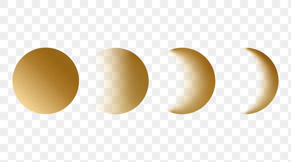 Moon phases png sticker, aesthetic gold astronomy image