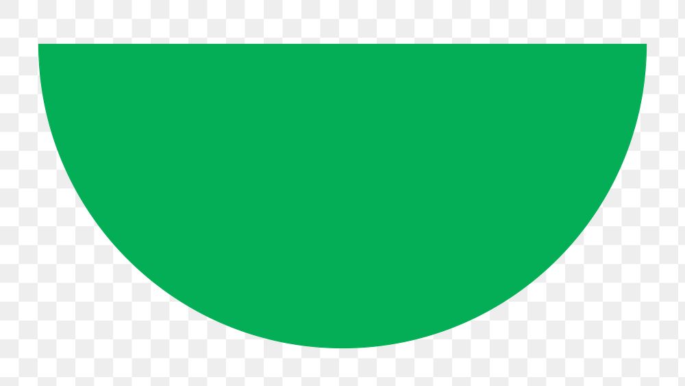 Semi-circle png sticker geometric shape, green retro flat clipart 