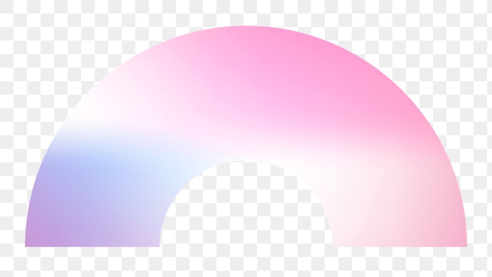 Semi-circle png sticker geometric shape, pink holographic gradient flat clipart