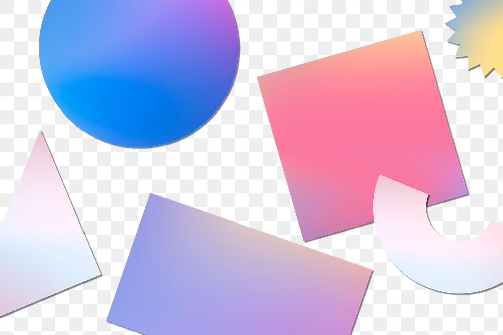 Abstract memphis png background, holographic gradient geometric shapes