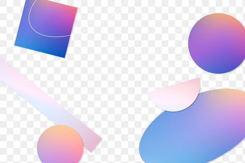 Abstract memphis png background, holographic gradient geometric shapes