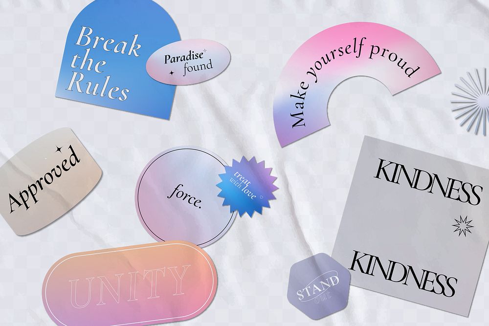Aesthetic png transparent background, empowerment typography holographic wallpaper