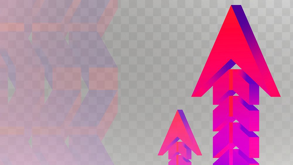 Arrow png background, abstract pink gradient border, direction symbol clipart