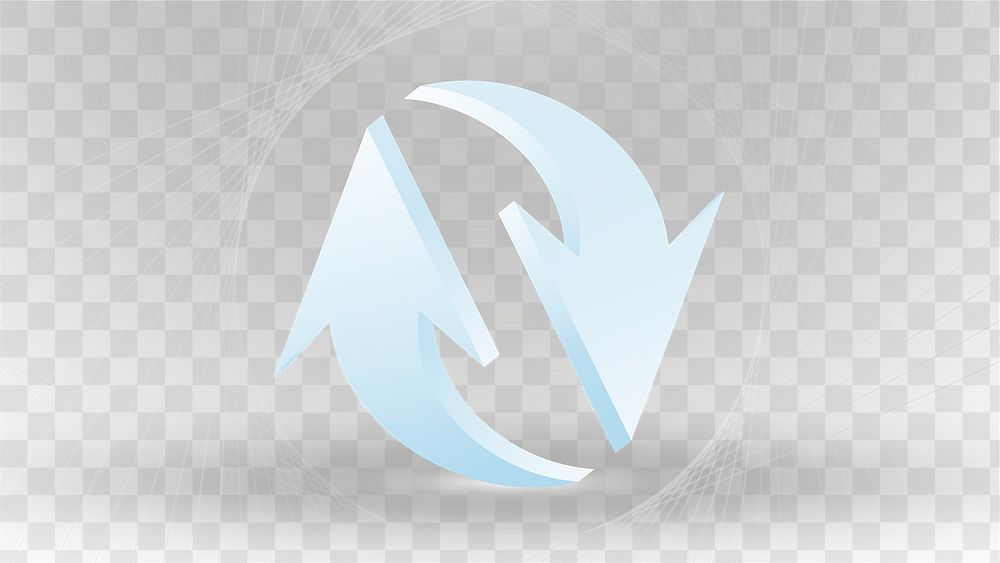 Business png background, blue gradient arrow, reverse symbol clipart