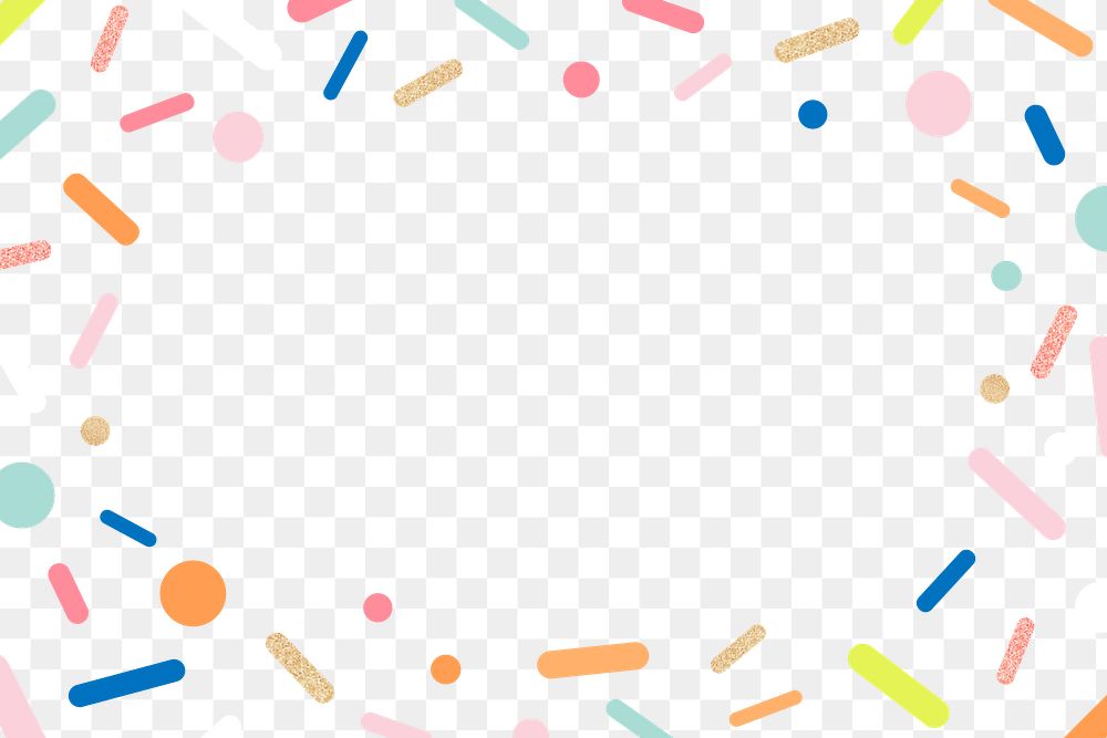 Colorful sprinkles png frame background, cute pastel ice-cream design