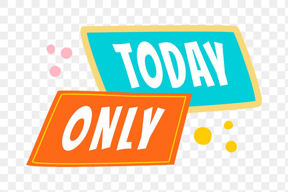 Today only png badge sticker, shopping doodle clipart