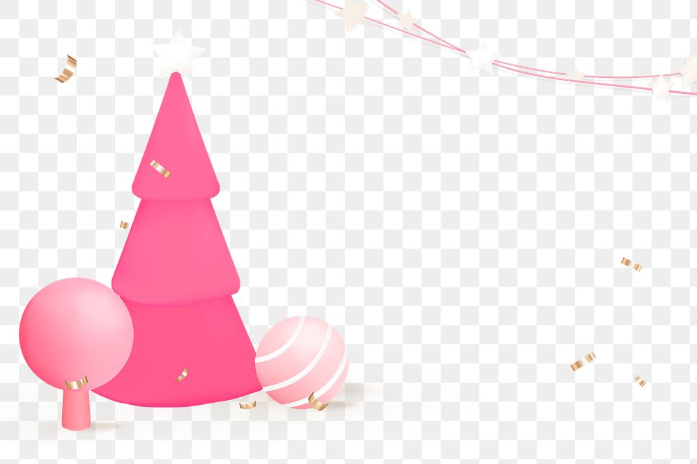 Pink Christmas png transparent background, 3D festive border design