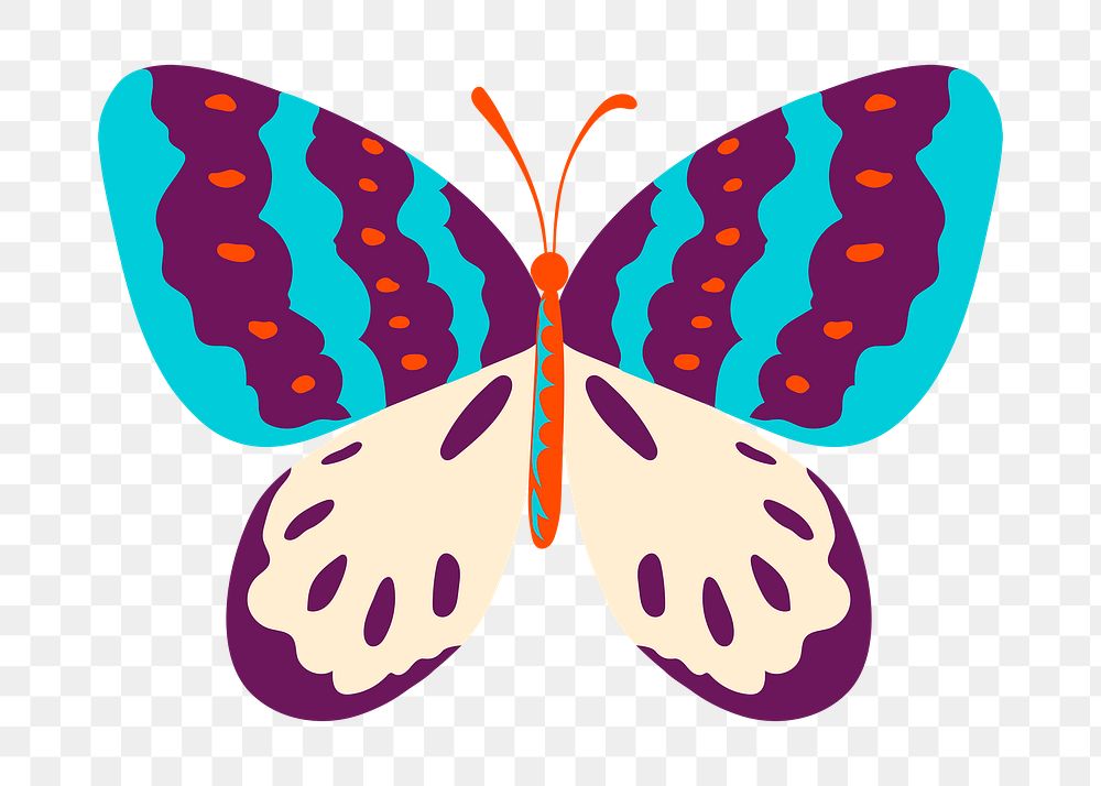 Pop art butterfly png sticker colorful design element