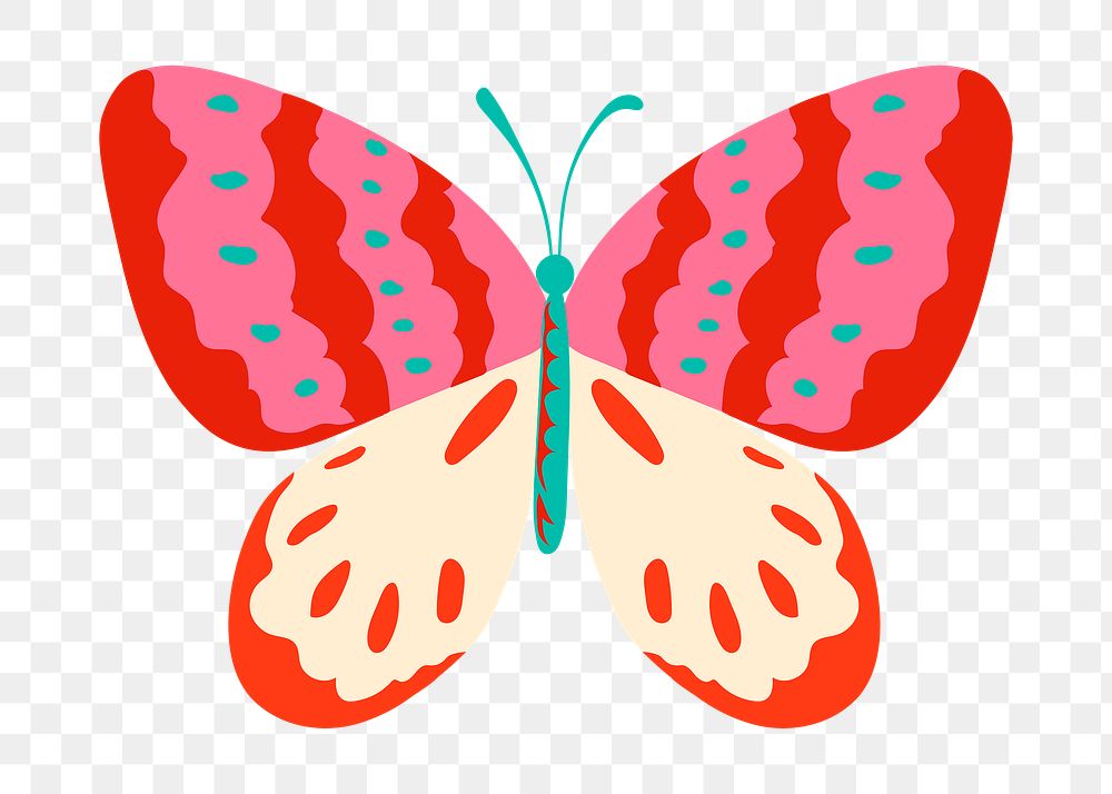 Pop art butterfly png sticker pink design element
