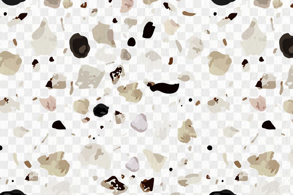 Terrazzo pattern png, aesthetic transparent background, abstract brown design