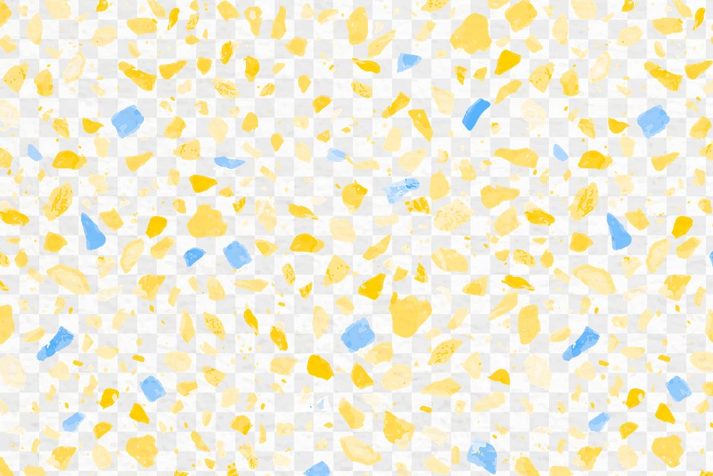 Terrazzo pattern png, aesthetic transparent background, abstract yellow design