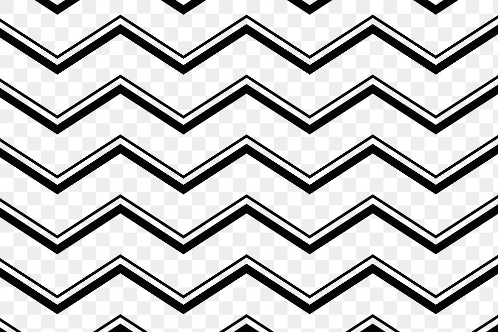 Zigzag pattern png transparent background, black chevron, simple design