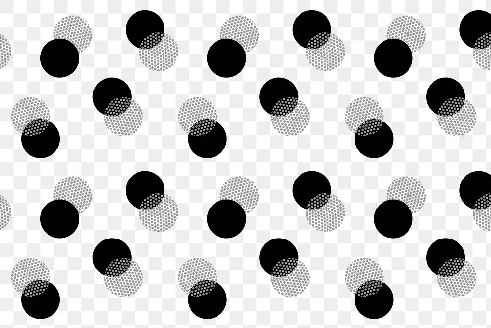 Abstract background png transparent, polka dot pattern in black